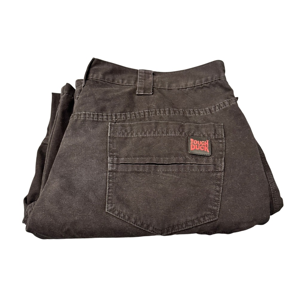 Tough‎ Duck Work Pants Mens 38x31 ACTUAL Double Knee Black Utility Canvas
